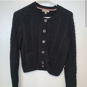 Burberry navy chunky knit slightly cropped cardigan